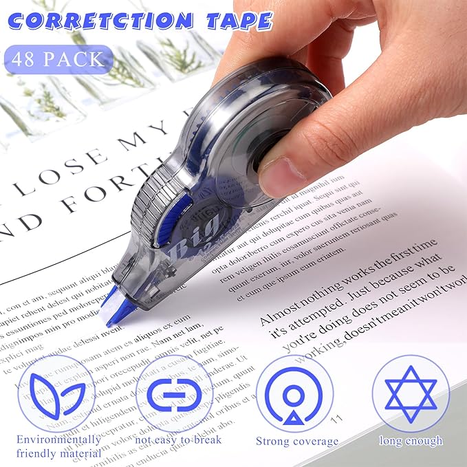 Chivao 48 Pack White Correction Tape, Classroom Correction Tape Wipe out Easy - Image 3