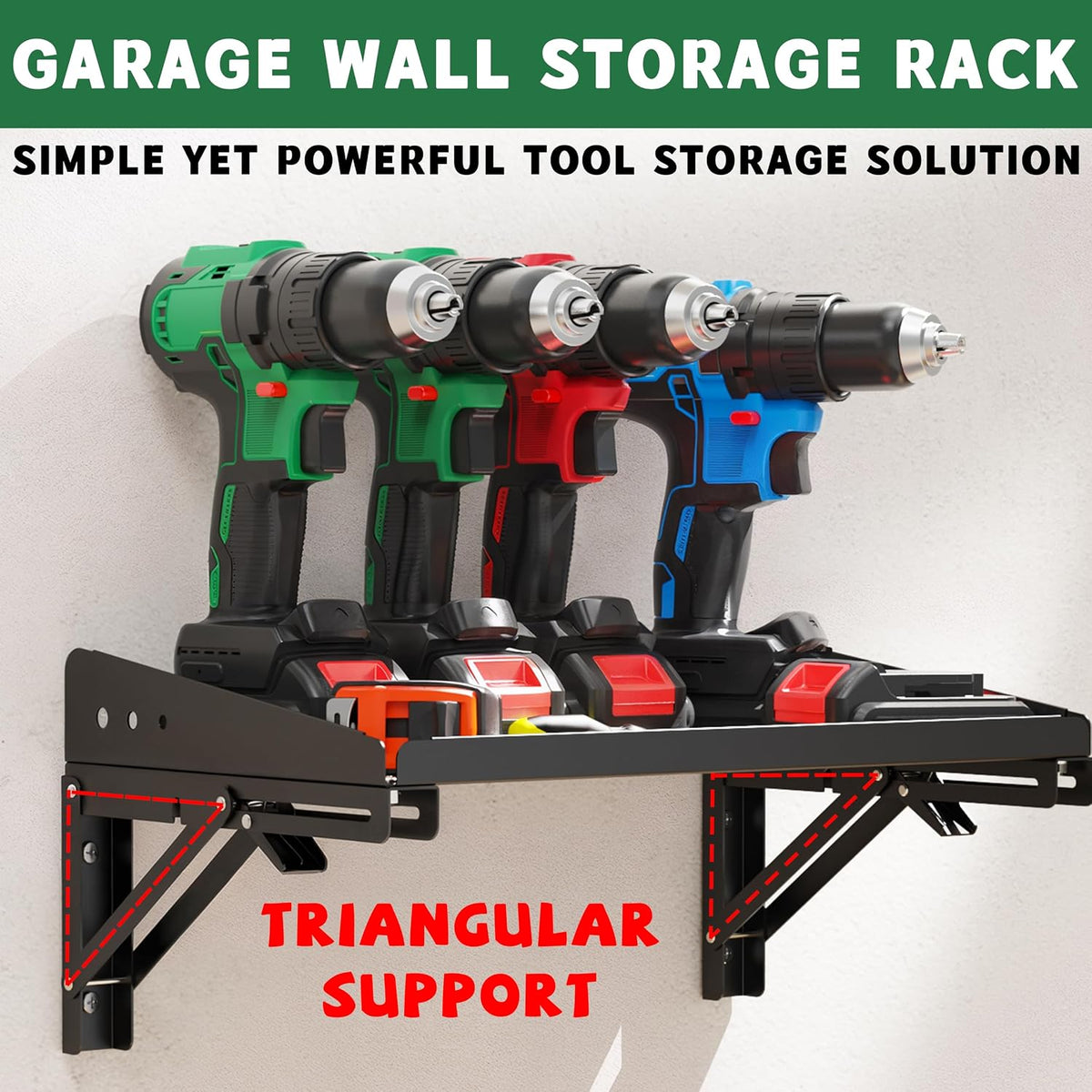 ulibermagnet garage folding storage rack shelves,200lb metal wall, side view
