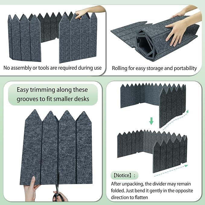 BXI Foldable Felt Desk Divider, 16.5 x 86 Inches Non-Tip Privacy Panel Partition - Image 6