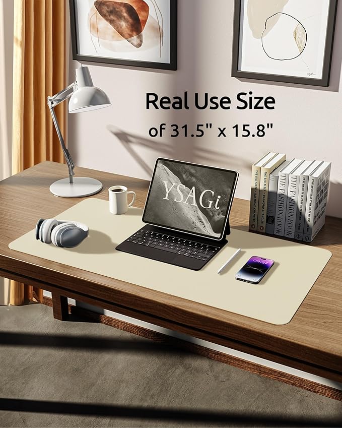 YSAGi Leather Desk Protector, Office Mat, Large Mouse Mat, Non-Slip PU Leather - Image 5