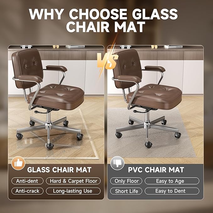 50“ x 44” Beveled Edge Glass Chair Mat - Image 4