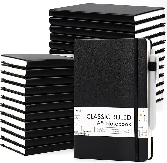 24 Pack Journal Notebook for Work, Feela Business Notebook Bulk Hardcover Lined by feela
