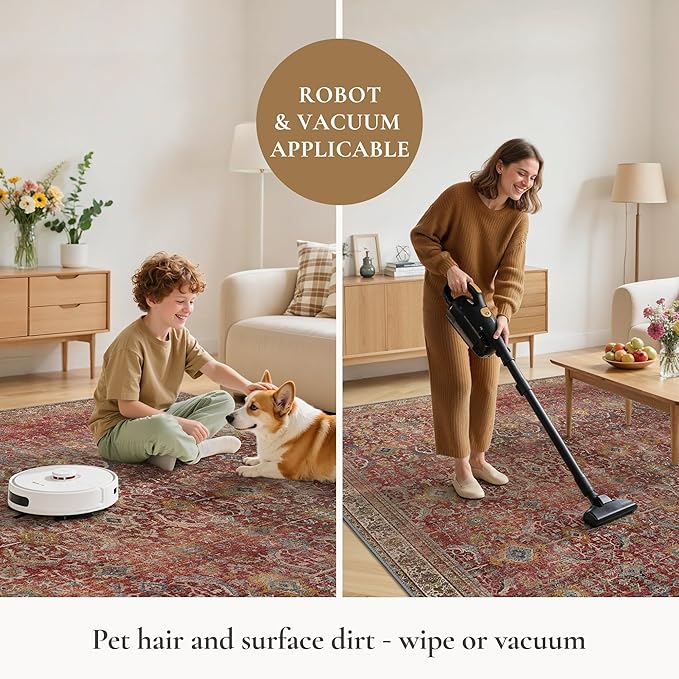GENIMO 6x9 Area Rugs for Living Room, Machine Washable Non Slip Vintage Rugs - Image 7