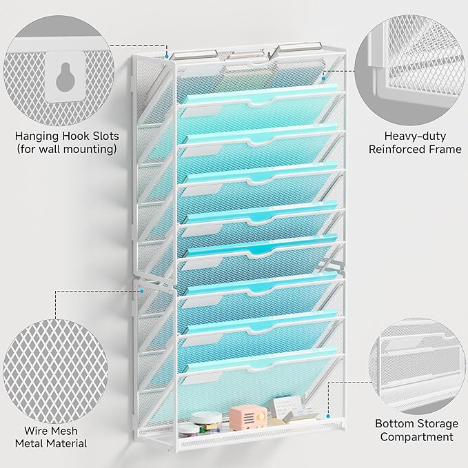 Lavatino 10-Tier Hanging Wall File Folders Organizer - Image 3