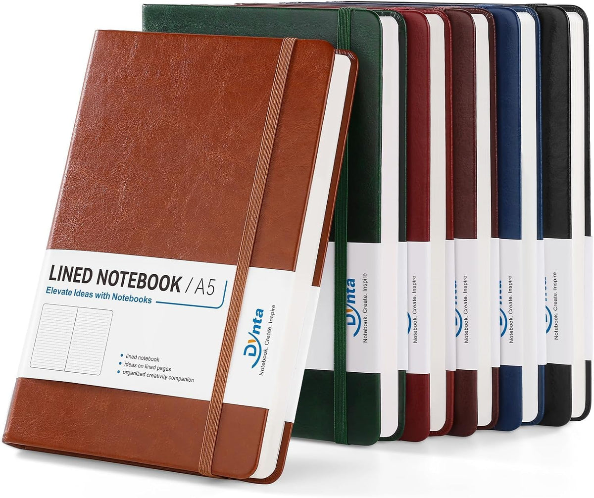 Hardcover Executive Notebooks 6 Pack, A5 Lined Journals with PU Leather Cover...