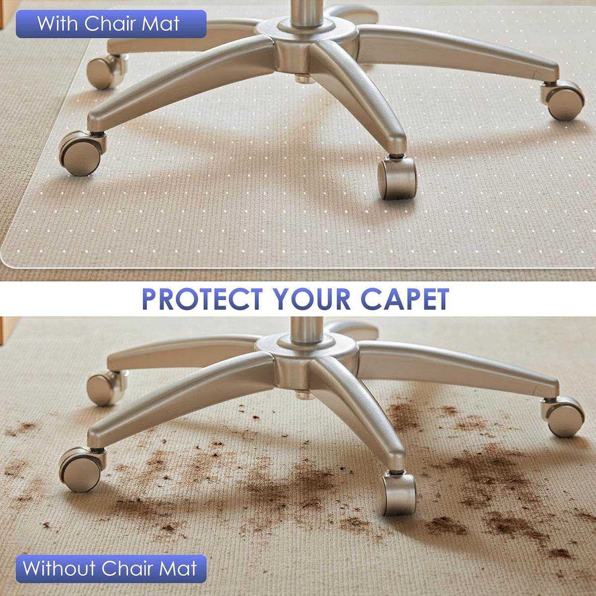 Kuyal Office Chair Mat for Carpet, 2 Pack Heavy Duty Computer Chair Mat
