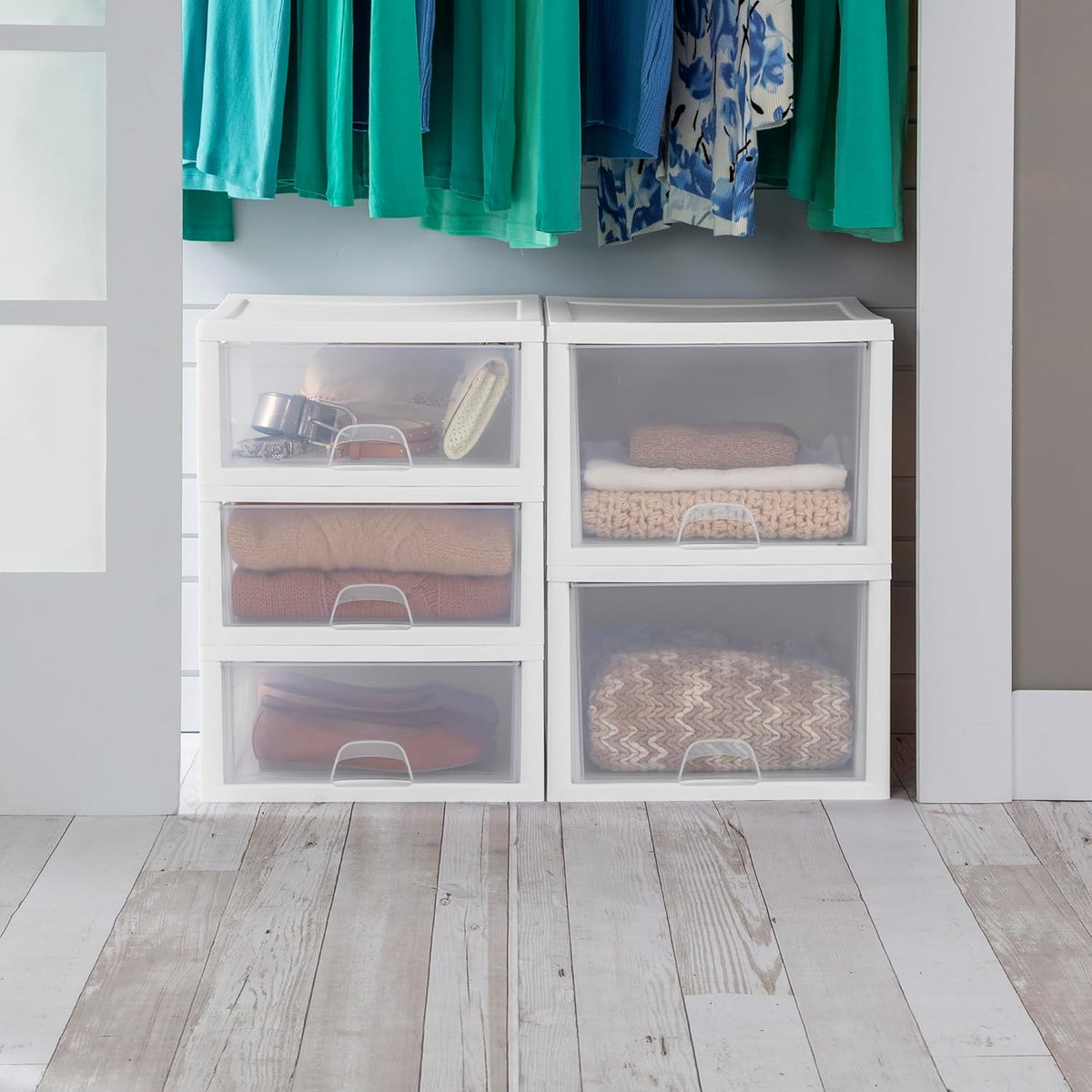 Sterilite Stacking Drawer Storage Organizer for Clothes, 16 Quart, 6-Pack