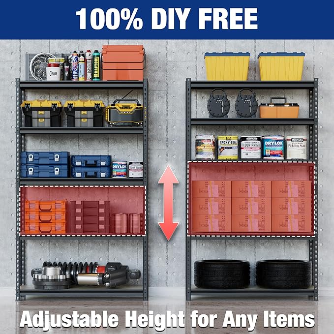 WORKPRO 5-Tier Storage Shelf, for Basement, 35.4”Wx11.8”Dx72”H - Image 5