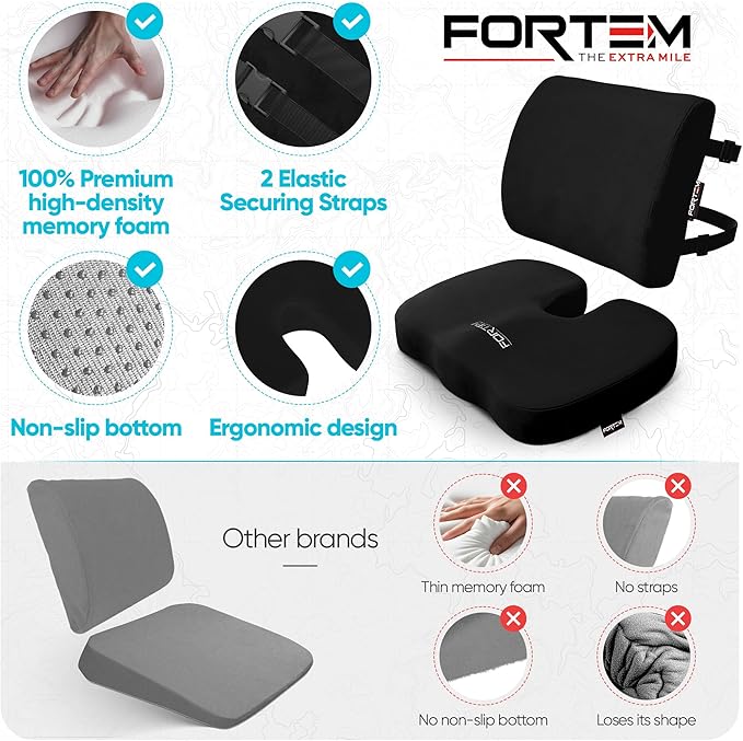 FORTEM Seat Cushion, Office Chair Cushion, Lumbar Support Pillow - Image 7