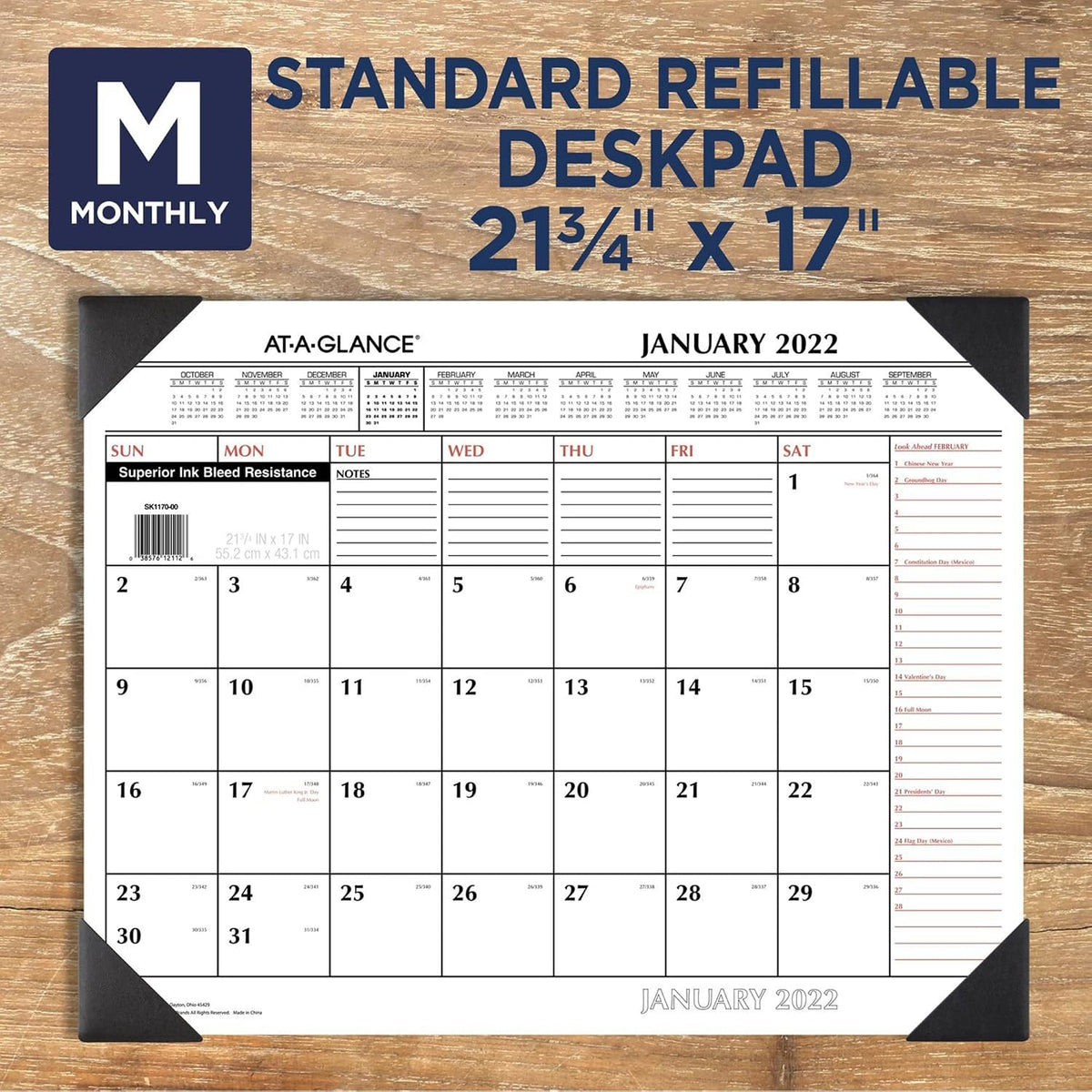 2022 Desk Calendar by AT-A-GLANCE, Monthly Desk Pad, 21-3/4" x 17",...