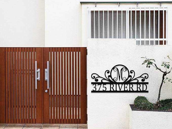 House Numbers for Outside With Custom Initial, Custom Metal House Numbers Sign - Image 2