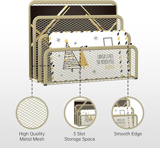 SUPEASY Mail Organizer for Desk, Mesh Metal Mail Holder Countertop - Image 4