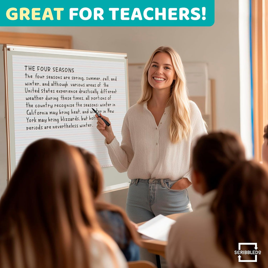SCRIBBLEDO 30”x24” Large Magnetic Notebook Paper For Classroom Elementary Classroom Must Haves for Teachers Elementary Giant Dry Erase Magnetic Lined Paper for Whiteboard Third Fifth Grade Handwriting