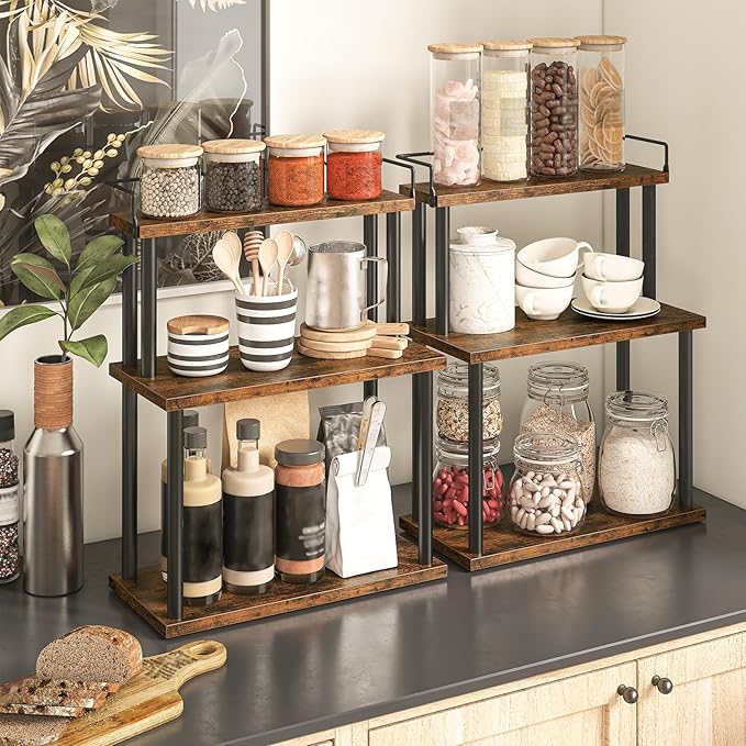 HOOBRO Kitchen Countertop Organizer, Moveable Corner Shelf, Desktop Storage - Image 2