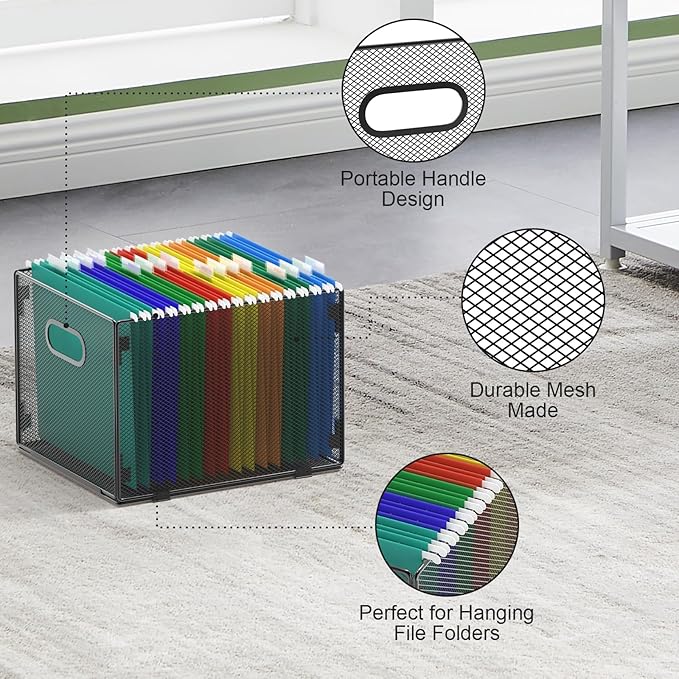 Samstar Hanging File Organizer, Mesh File Folder Organizer File Crate File - Image 4