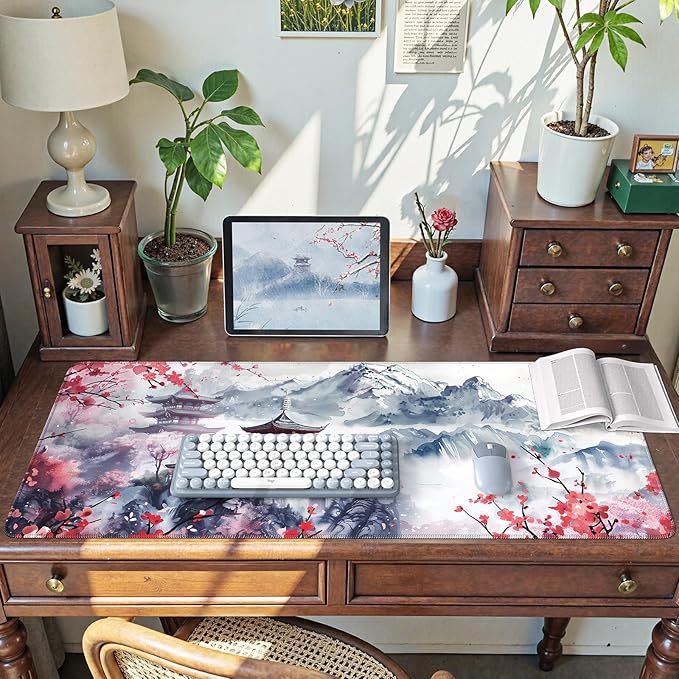 iCasso Desk Protector Mat, Large Japanese Mouse Pad, Stable Rubber Base Mousepad - Image 8