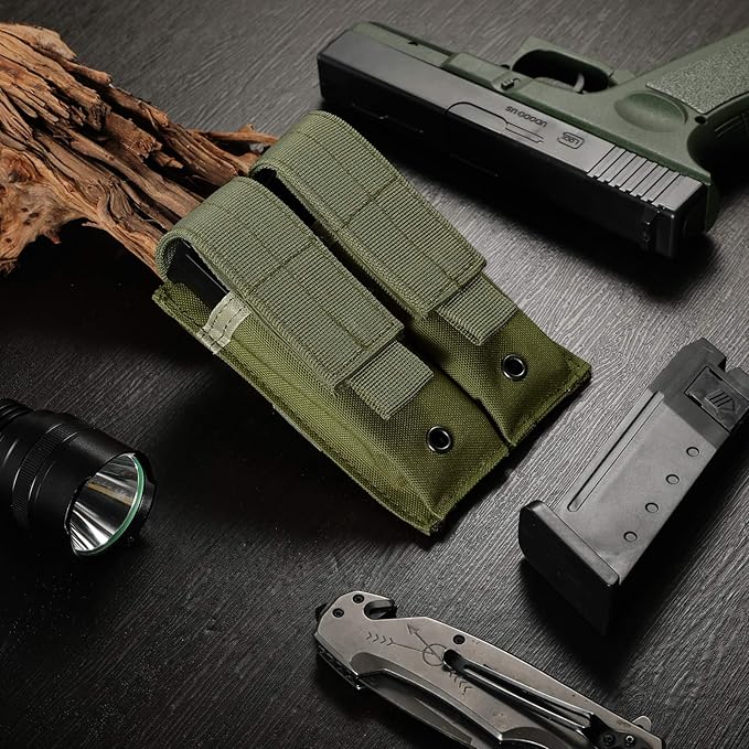 Tactical Single/Double Pistol Mag Pouch Outdoor Molle Open-Top Magazine Pouch - Image 7