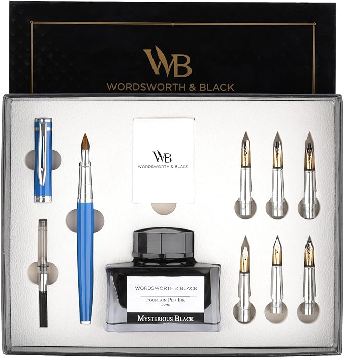 Wordsworth & Black Calligraphy Pen Gift Set, Includes Bottle, 6 Cartridges by WordsworthBlack