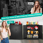 Metal Storage Cabinet Locked Steel Cabinet with 2 Adjustable Shelves,Office Cabinet Locking Tool Cabinets,Kitchen Storage Cabinets Metal Locker Small Counter Height Storage Cupboard 36" H