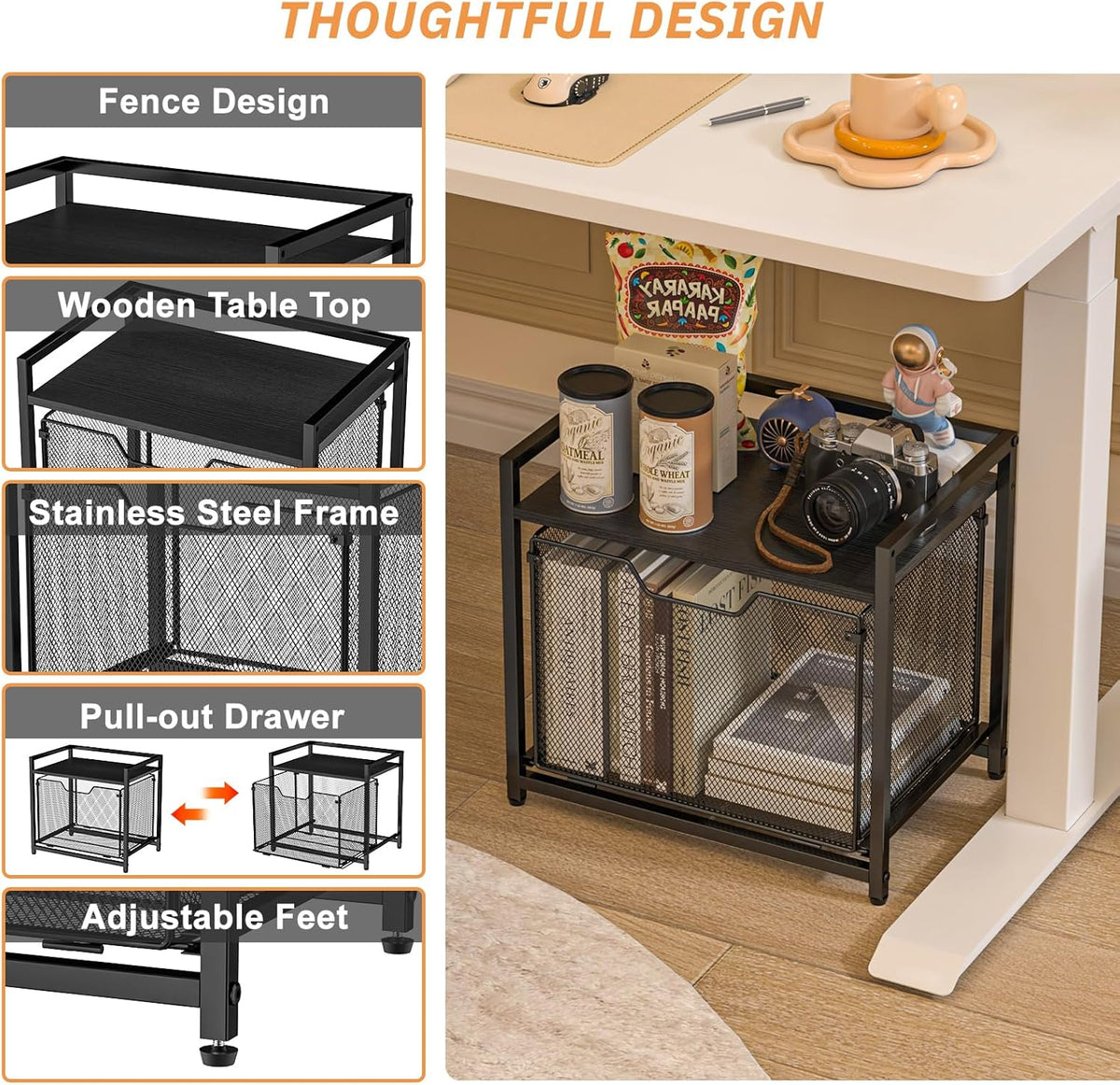 JKsmart Under Desk Storage, Printer Stand with Drawer, Rolling File Cabinet w...