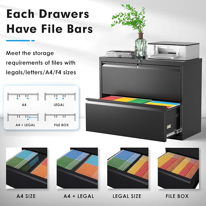 Pataku Lateral File Cabinet, 2 Drawer File Cabinet - Image 4