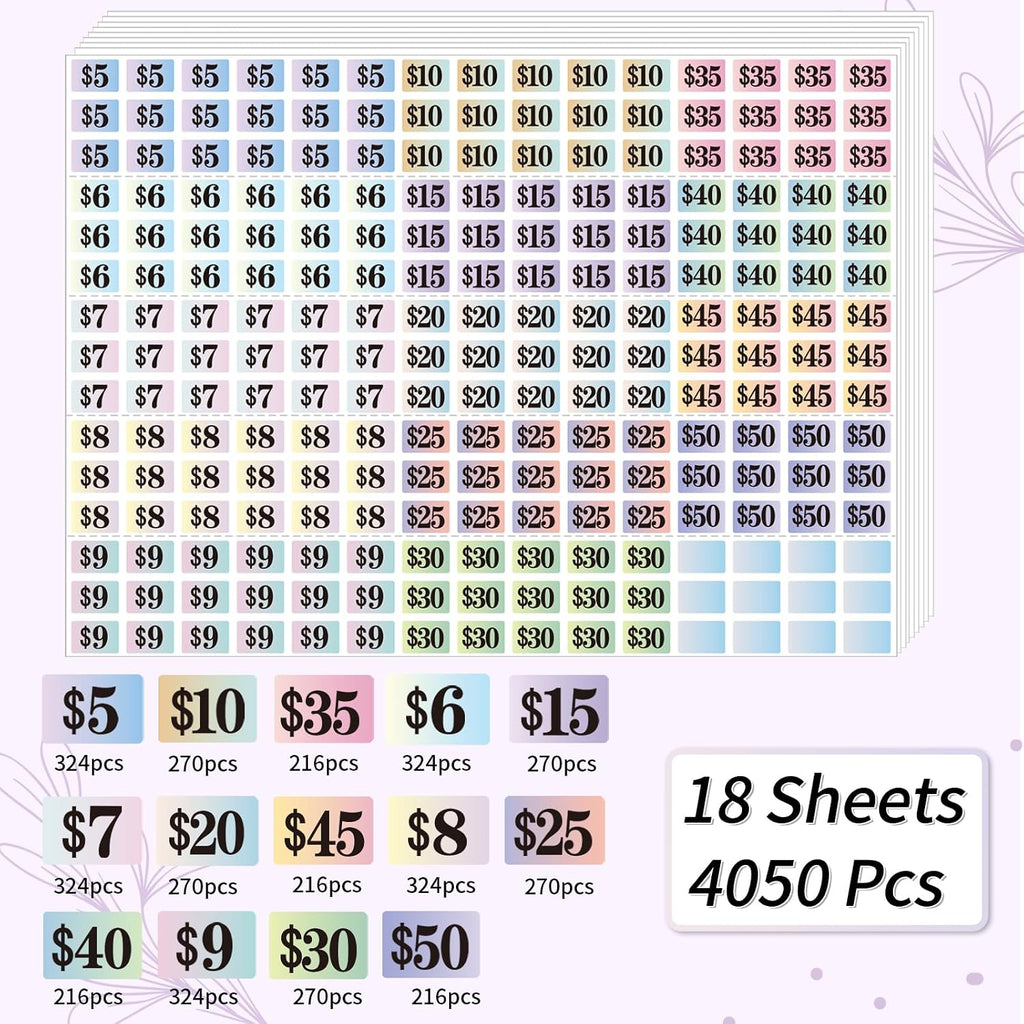Starboling Garage Sale Stickers, 4050 Pcs 1/2" X 3/4" Yard Sale Price Labels, Rectangle Preprinted Price Labels for Flea Market