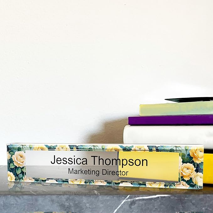 Signs ByLITA Floral Pattern Customized Nameplate | Golden Rose Personalized - Image 3