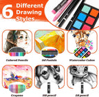 hapikalor 156-pack art kit drawing set with 2, close-up detail