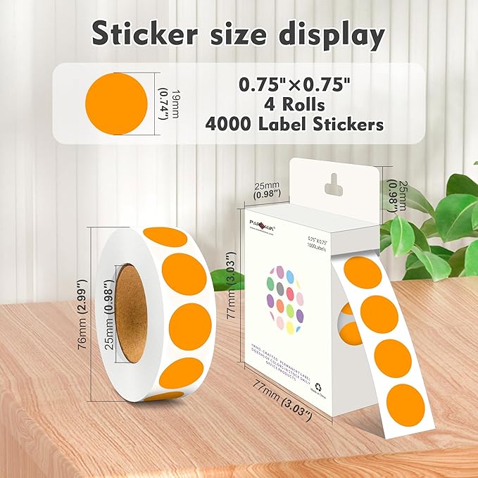 PARLAIM 3/4 Inch Roll Color Coding Labels, 4000 per/4 Rolls Round Adhesive - Image 2