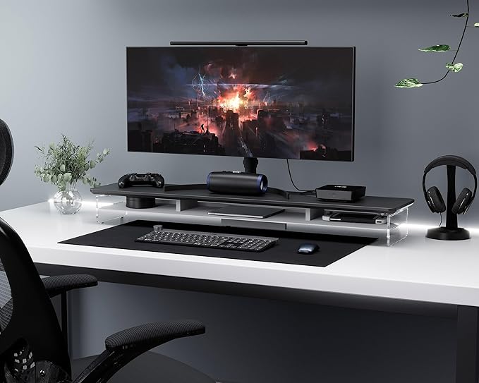 Fenge Acrylic Monitor Stand Riser, 42.5 Inches Dual Monitor Stand - Image 2