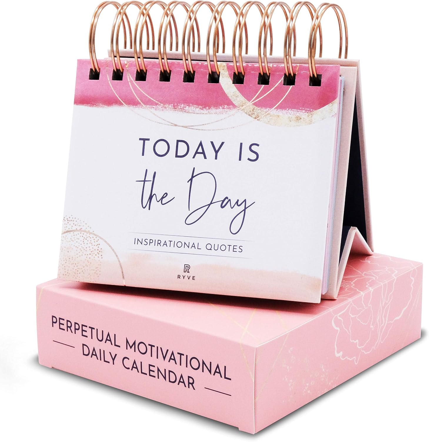 Pink Motivational Desk Flip Calendar with 366 Daily Affirmations for Women | Inspirational Perpetual Desk Calendar, Positive Affirmations & Quotes, Girl Boss Pink Office Decor, Reflection Prompts