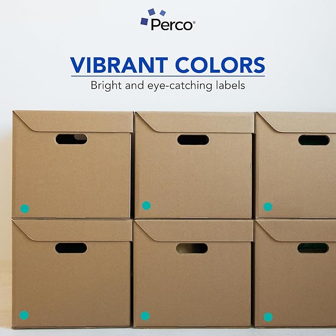 Perco Teal 1-Inch Round Circle Dot Sticker Labels - Image 6