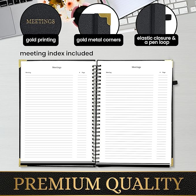 Meeting Notebook Set for Work – 3 Piece PU Leather Business Notebook - Image 4