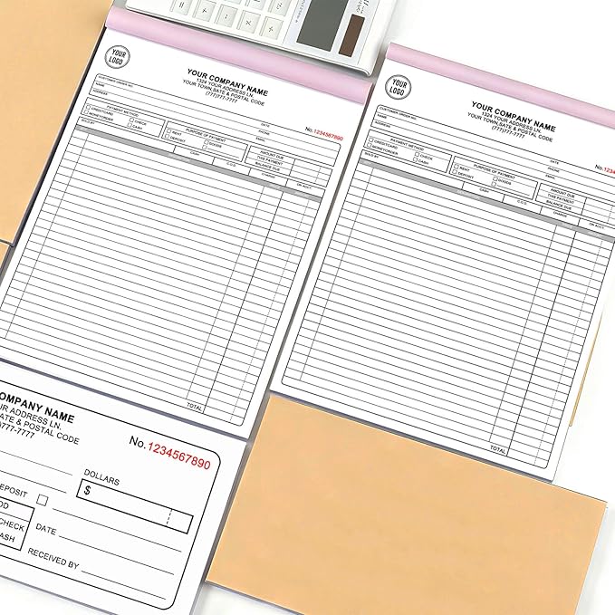 Custom Invoice Book with Logo 50 Set Personalized Receipt Books Customized - Image 5