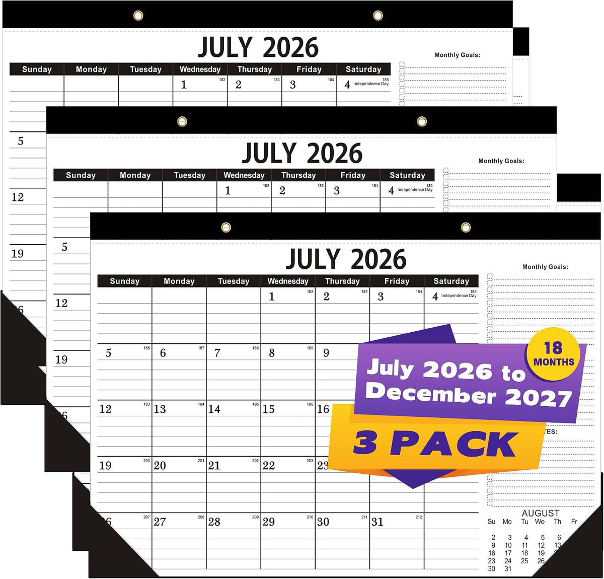 Desk Calendar 2026-2027 (3 Pack) -July 2026 to December 2027-18 Month - 17&qu...