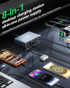 8-in-1 Retractable USB C Charger Block, 105W Gan Usbc Fast Charging Station Hub - Image 4