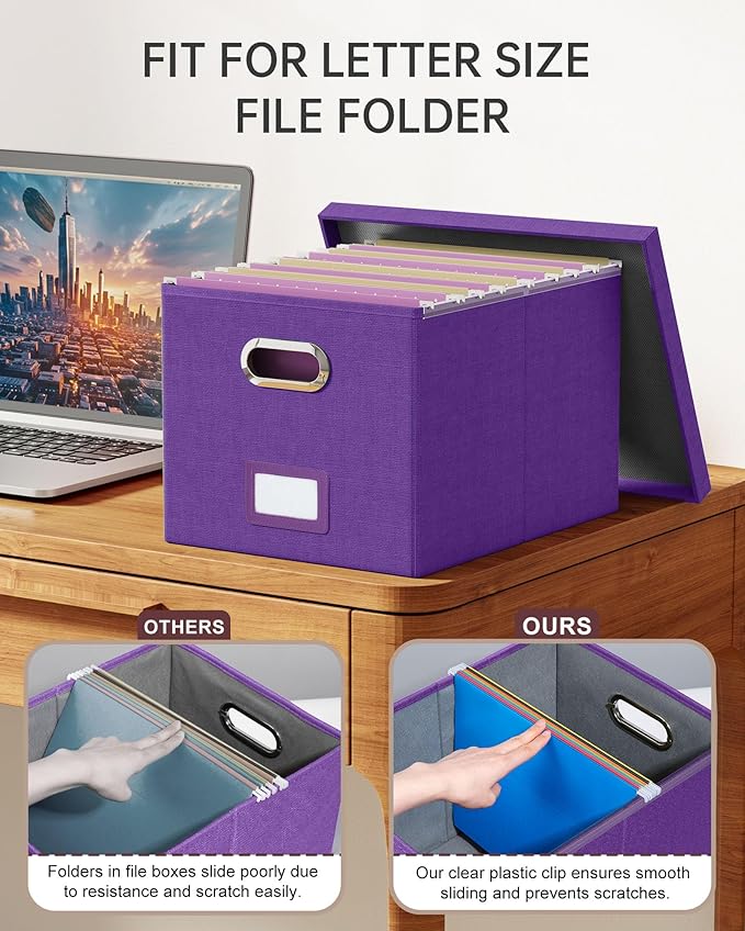 2 Pack File Storage Organizer, Filing Box, Portable File Box - Image 2