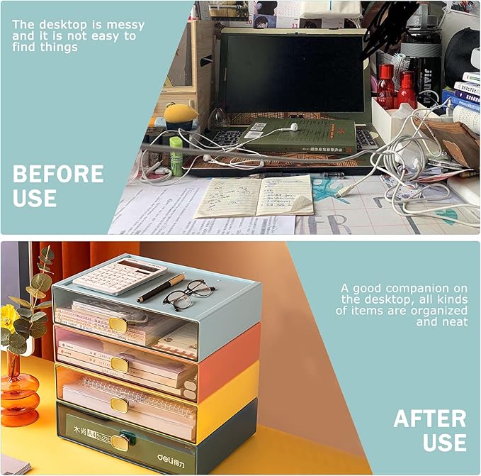 DETEIN 2PACK Stackable Desktop Storage Organizer Plastic Desk Organizer - Image 8