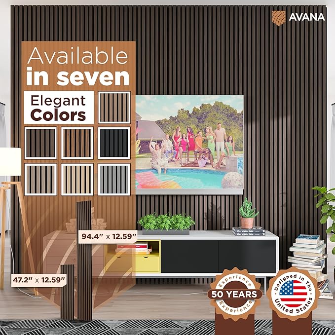 Avana Acoustic Wood Wall Panels – 94.4 x 12.6 Inch Dark Walnut Acoustic Panels - Image 6