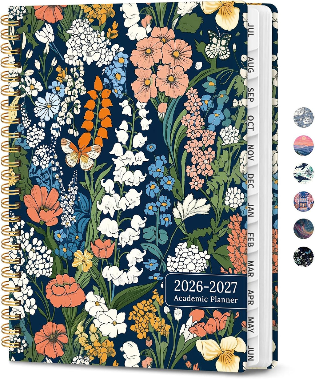 ZOTIA Planner 2026-2027 Weekly & Monthly Calendar Planner Jul 2026-Jun 2027 | Teacher and Student Calendar Agenda Book with Tabs, 6.3" x 8.5", Ideal for School and Office, Floral Planner, Plant