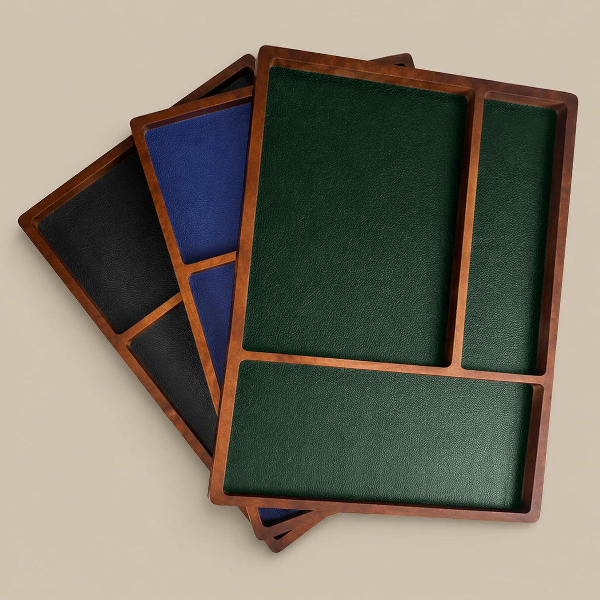 ReeKi Solid Wood Valet Tray | 3 Slot Desk Drawer Organizer