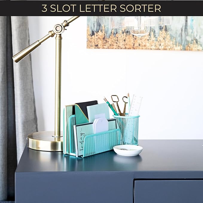 BLU MONACO Aqua Metal Mesh Letter Sorter - Image 4