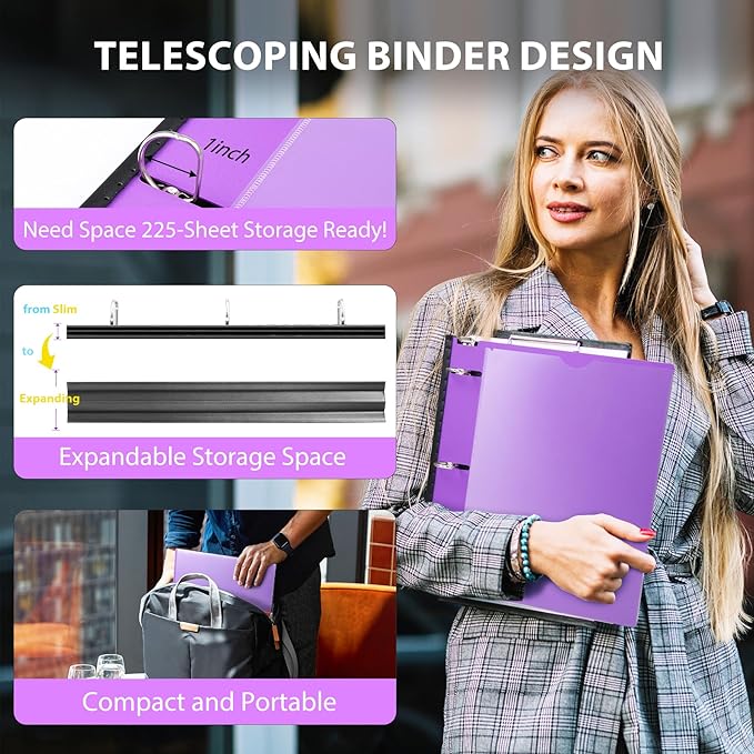 WOT I 1 Inch Telescoping 3 Ring Binder 4 Pack, Expandable Flexible Binder - Image 2