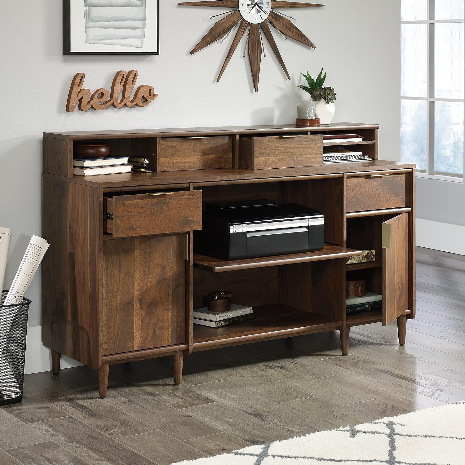 Sauder Clifford Place Organizer Hutch, Grand Walnut finish