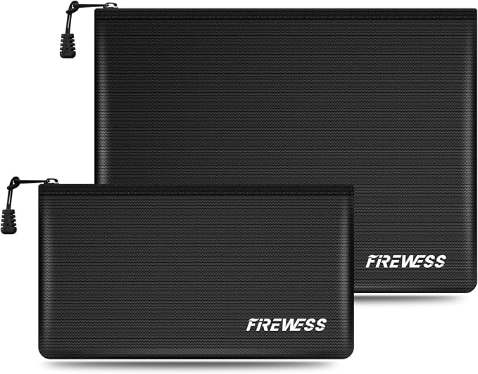Fireproof Document Bag -2 Pack 13.4"x10" and 11"x6" Non-itchy Fireproof Money by FIREWESS