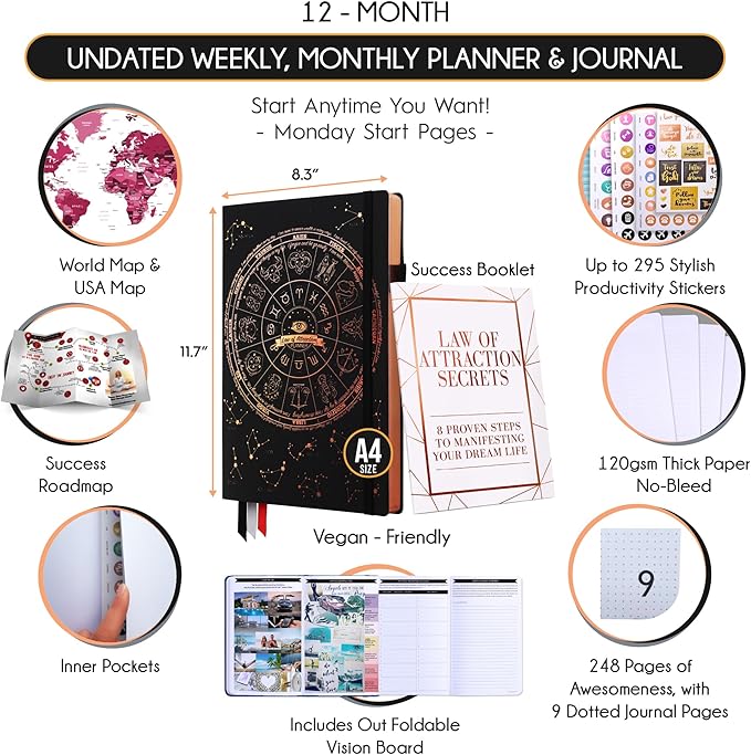Life Planner - Undated Weekly & Monthly Planner, 12-Month Journey to Increase - Image 2