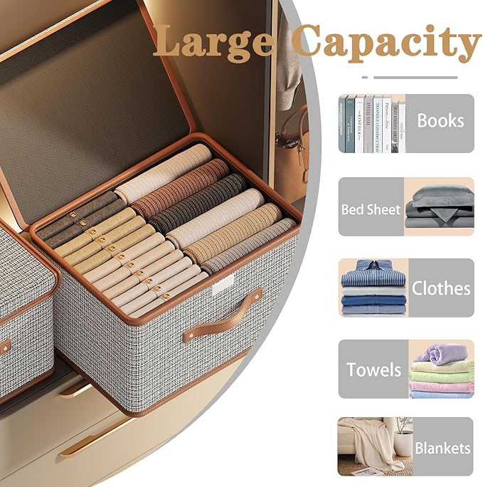 Tuza 4 Pack Storage Bins with Lids, Collapsible Closet Organizer Container - Image 7