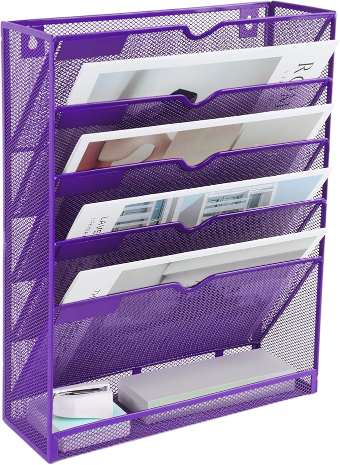 EASEPRES 6 Tier Mesh Hanging Wall File Organizer, Desk Vertical Mail Paper - Image 7