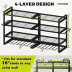 KAFAHOM Power Tool Organizer-8 Drill Holder Wall Mount, 4 Layer Heavy Duty - Image 4