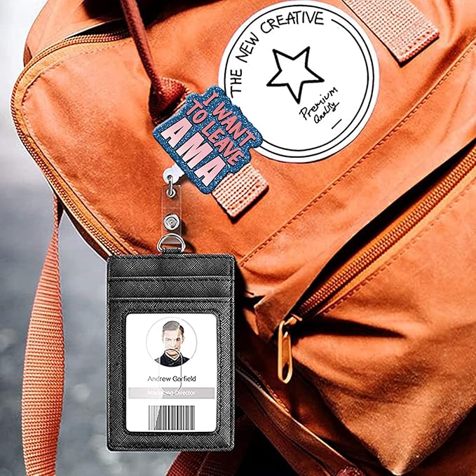 Badge Reel Retractable Band ID Clip I Want to Leave AMA Acrylic Badge Clip Name - Image 6